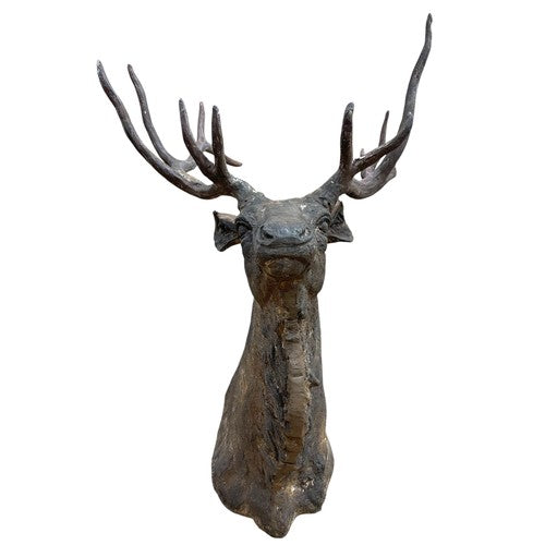 A Heavy Cast Iron Wall Mounted Stags Head (not taxidermy)