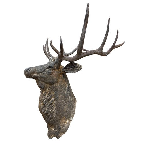 A Heavy Cast Iron Wall Mounted Stags Head (not taxidermy)
