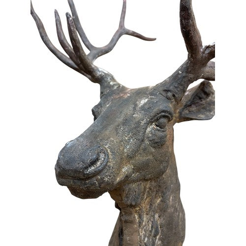 A Heavy Cast Iron Wall Mounted Stags Head (not taxidermy)