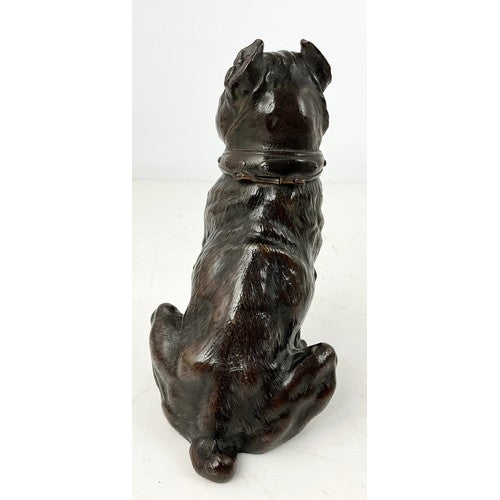 Antique Bronze Bulldog Inkwell Hinged Head Original Inkwell late 19th Century
