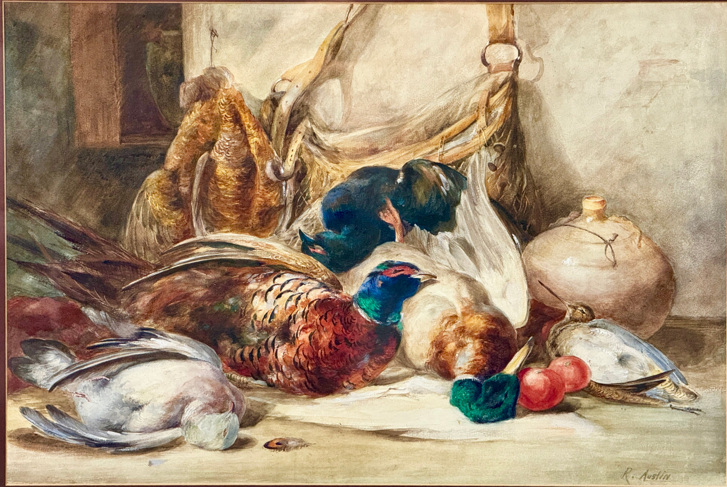 Dead Game Still Life Watercolour Painting Signed Royal Worcester Artist R Austin