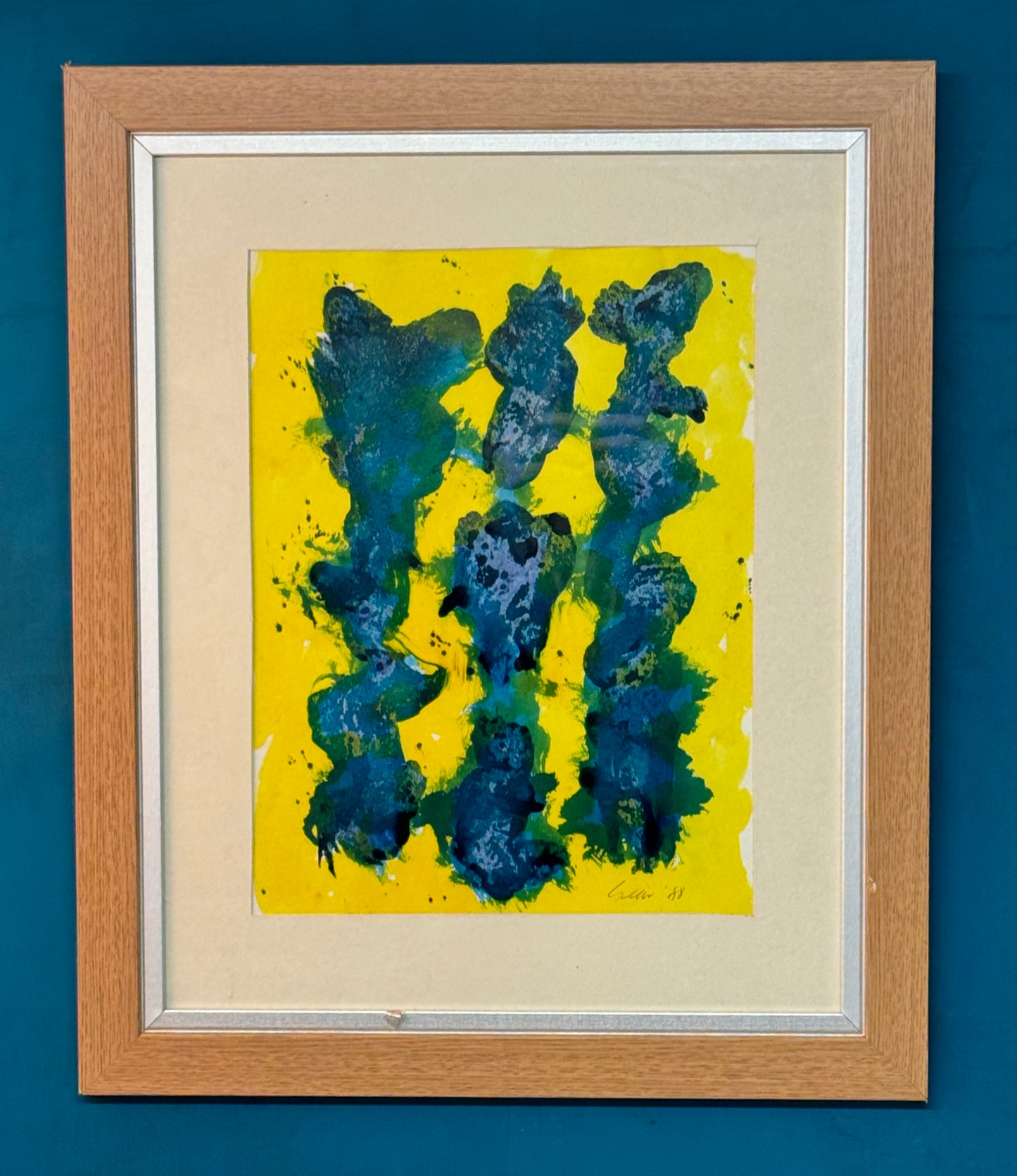 William Gear (1915-1997) 'Untitled yellow, green and blue', mixed media signed