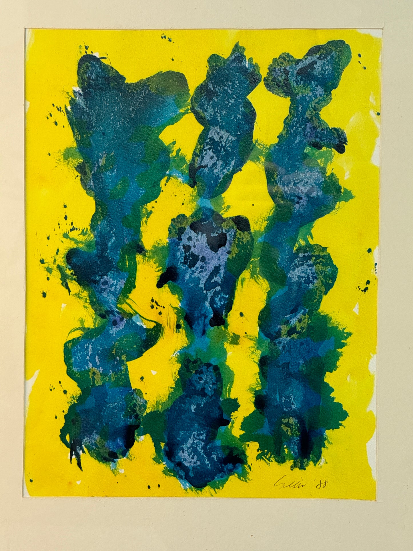 William Gear (1915-1997) 'Untitled yellow, green and blue', mixed media signed