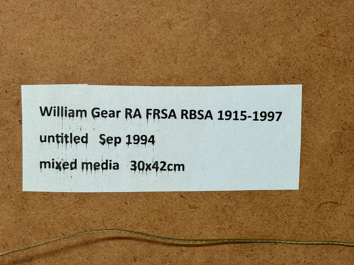 William Gear (1915-1997) 'Untitled Sep 1994' mixed media signed