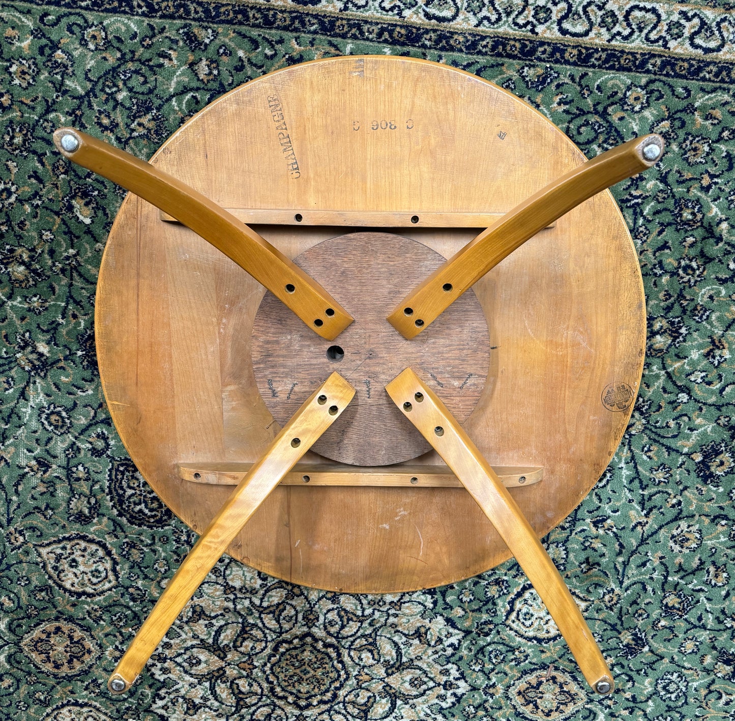 Superb Mid Century Teak Heywood Wakefield Champagne Lazy Susan Coffee Table