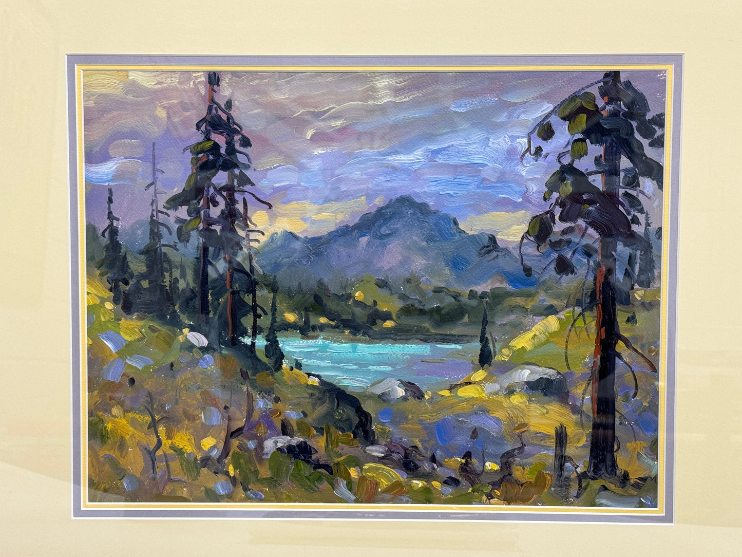 Original Signed Oil Painting Mountain Dusk by Rod Charlesworth Canadian Artist