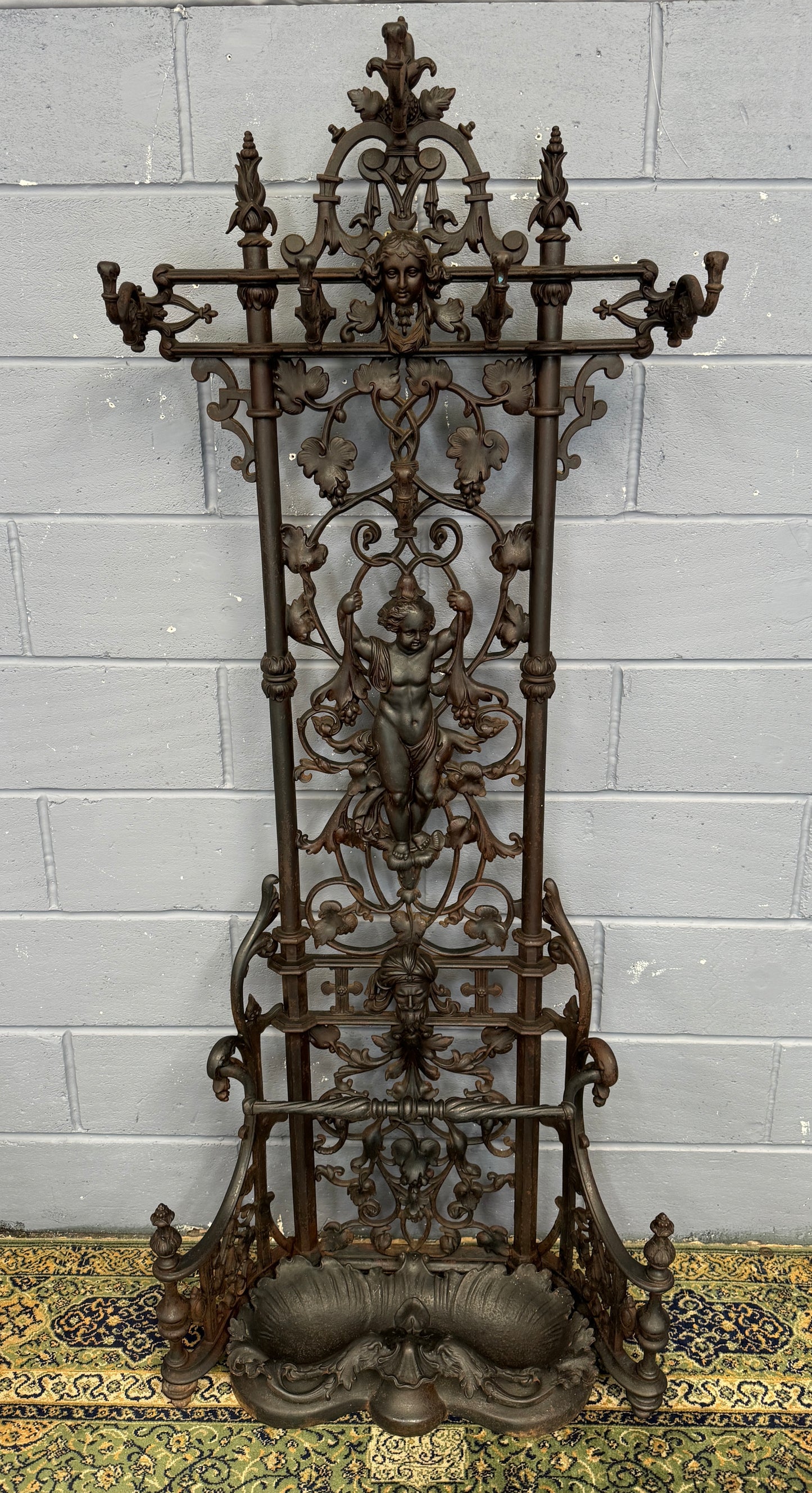 A Stunnung Rare Antique Coalbrookdale Cast Iron Coat Stand Hallstand signed 1857