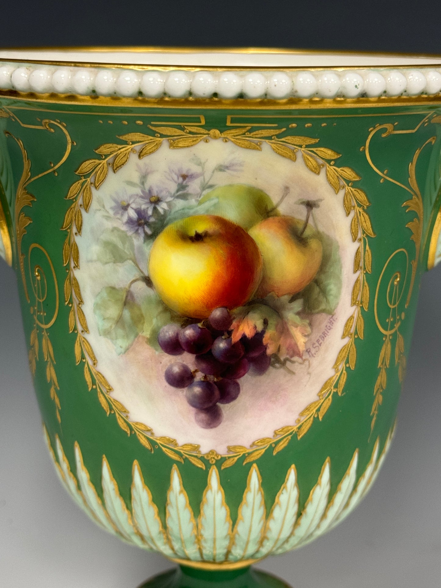 Stunning Royal Worcester Fruit Painted Twin Handled Vase Signed Sebright c1900