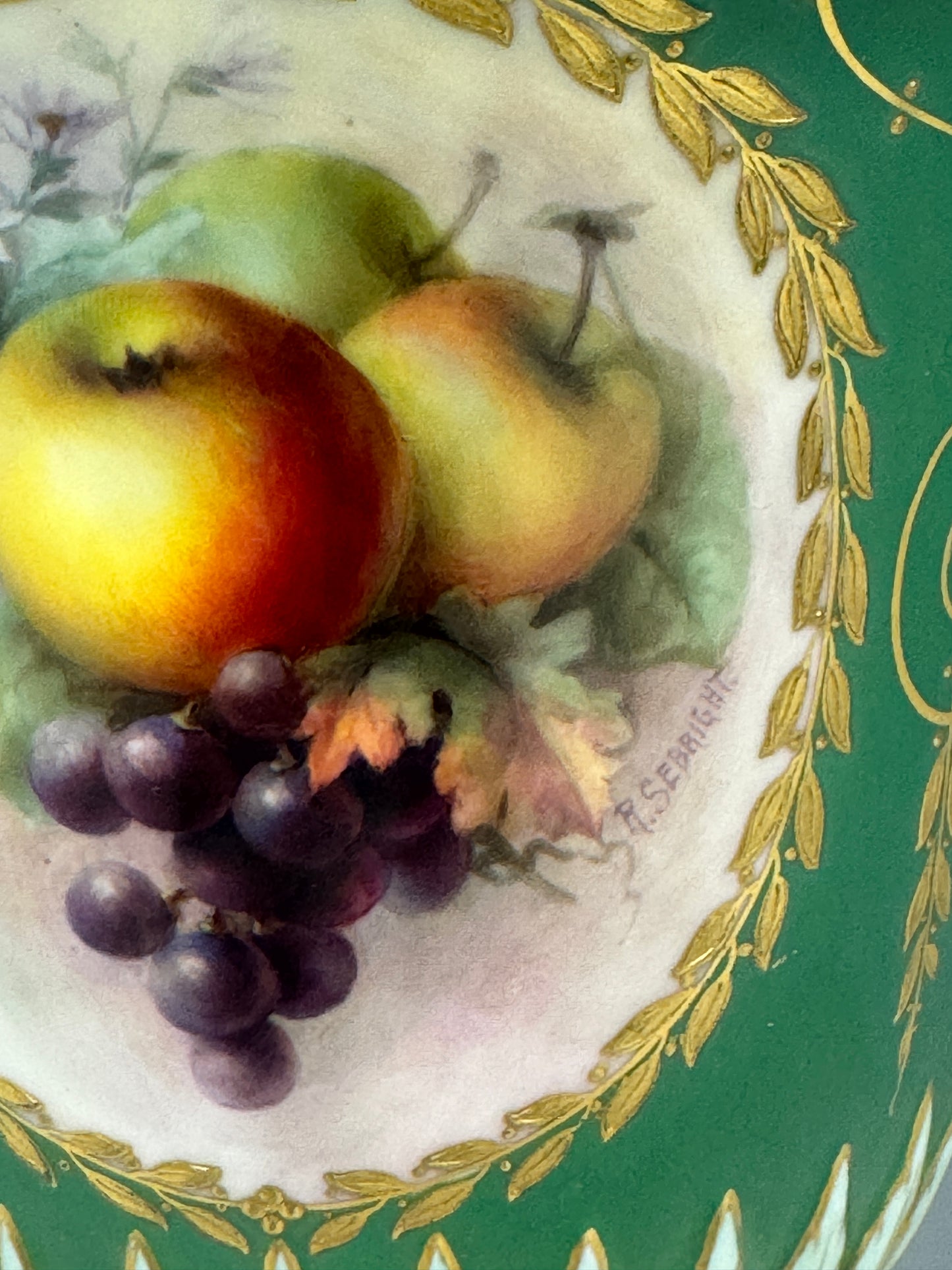 Stunning Royal Worcester Fruit Painted Twin Handled Vase Signed Sebright c1900