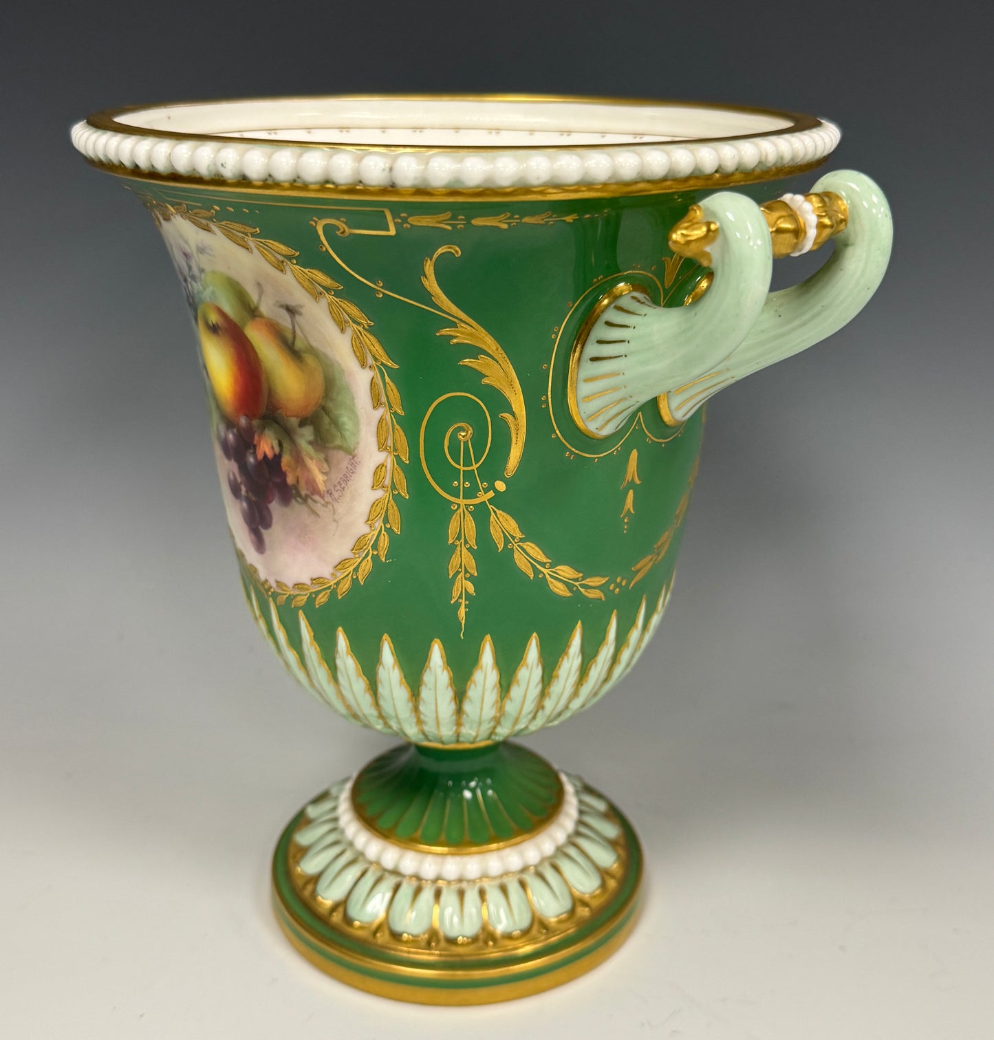 Stunning Royal Worcester Fruit Painted Twin Handled Vase Signed Sebright c1900