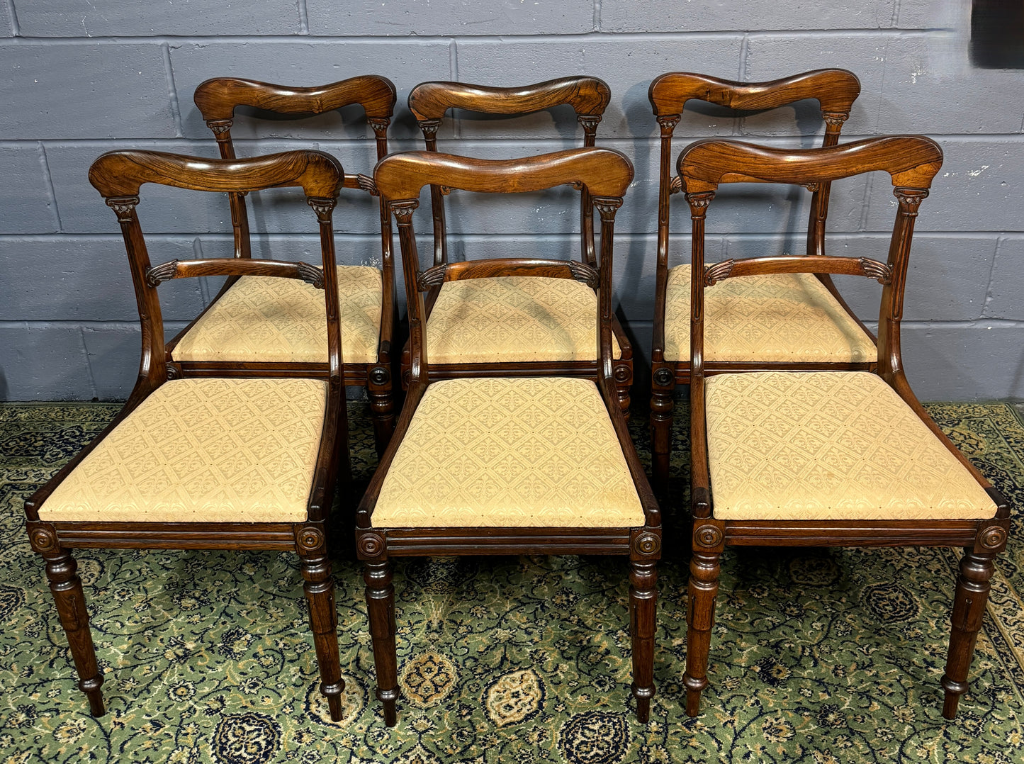 Fabulous Set of 6 Six Antique Regency Rosewood Dining Chairs