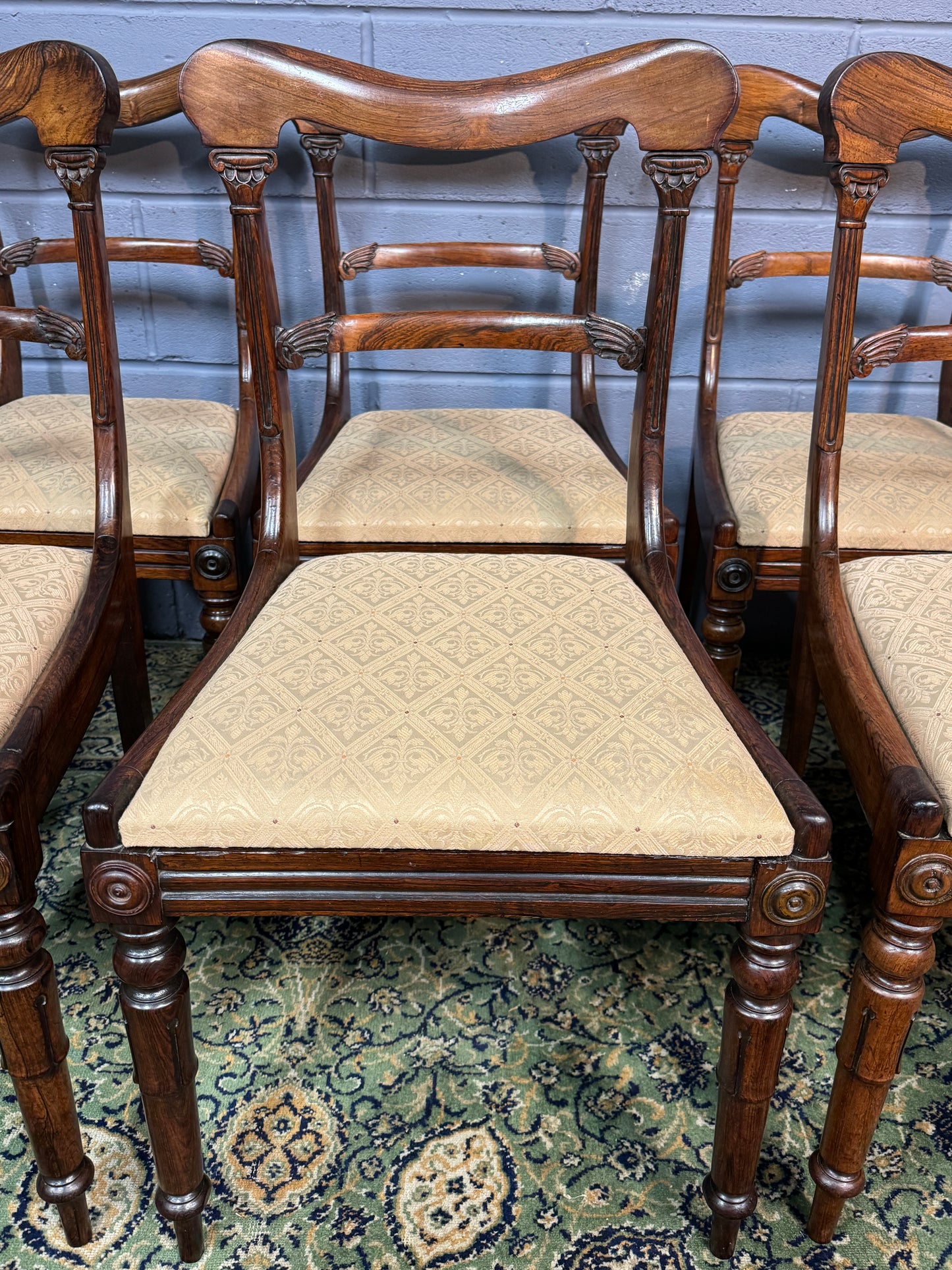 Fabulous Set of 6 Six Antique Regency Rosewood Dining Chairs