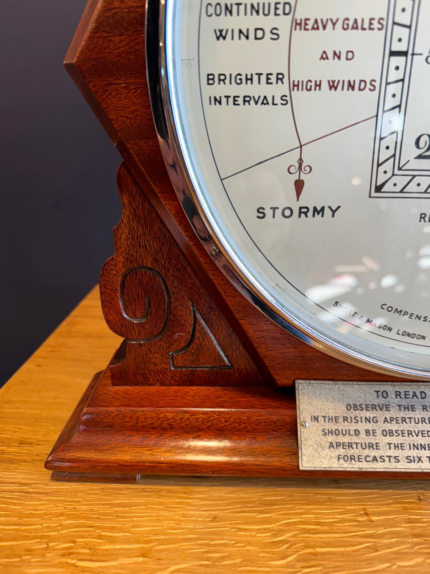 A Rare Large Stormoguide Antique Art Deco Mahogany Cased Barometer c1932