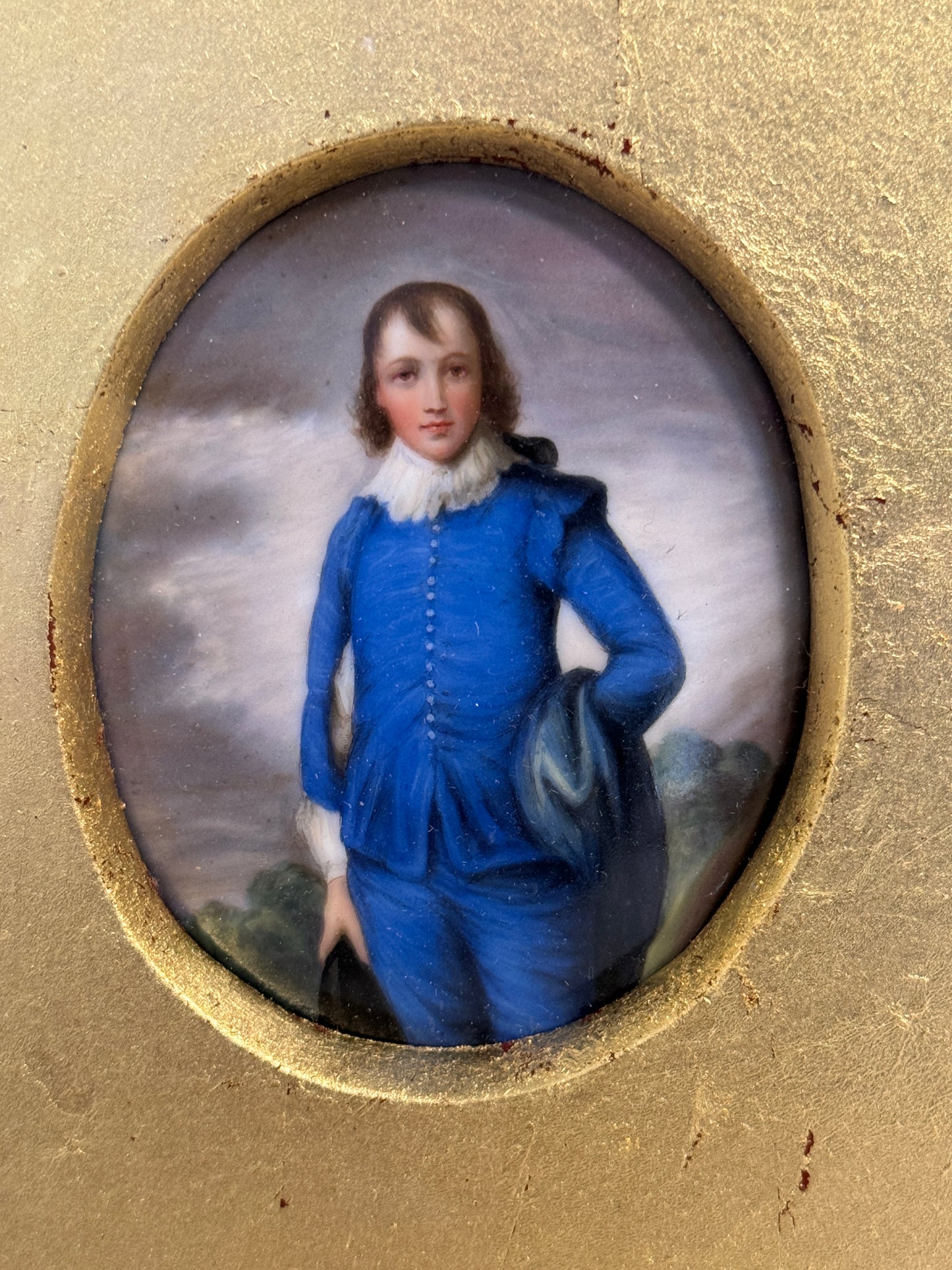 Royal Worcester Plaque The Blue Boy after Gainsborough Signed W A Hawkins c1910
