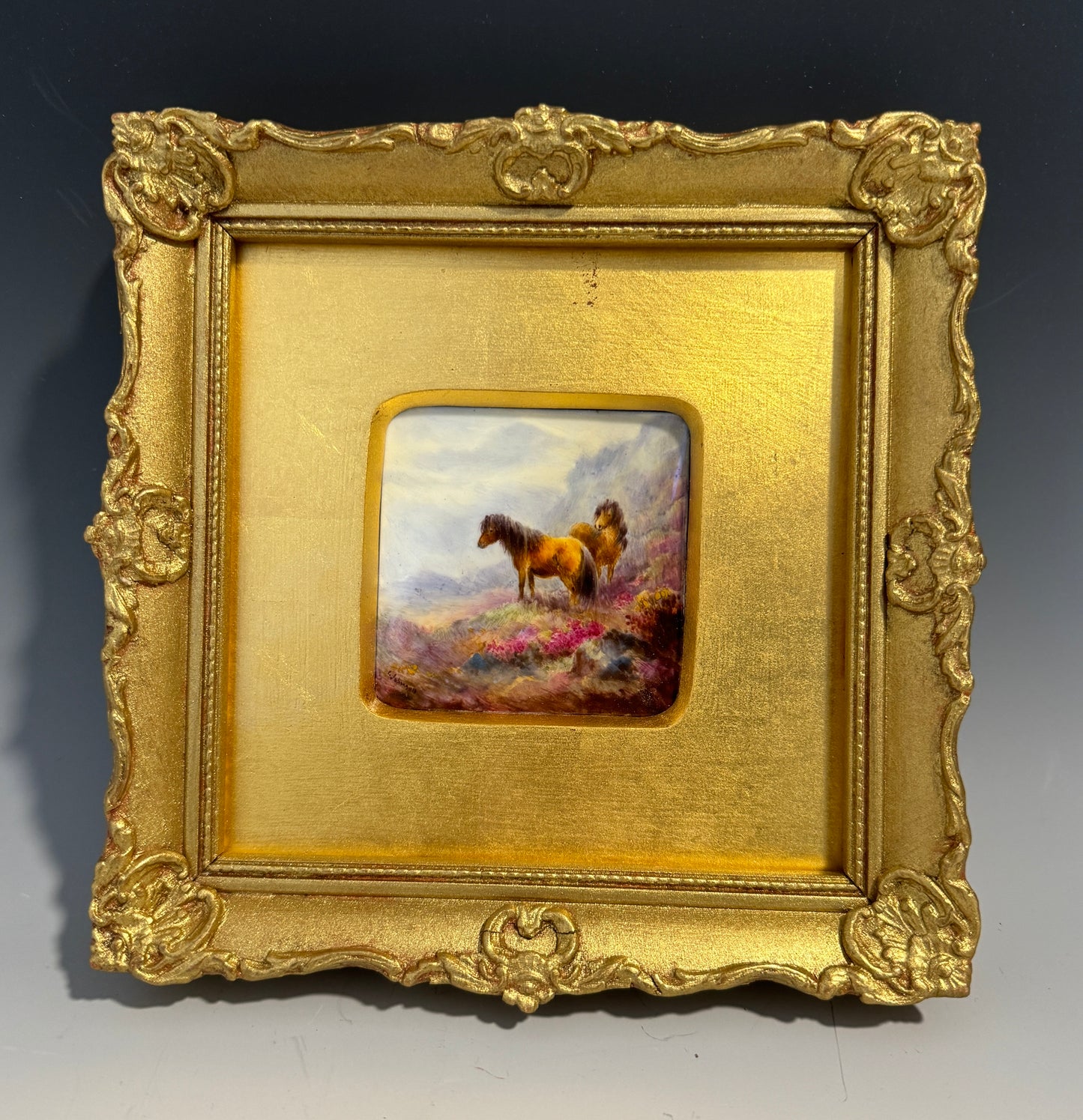 Royal Worcester Plaque Painted with Ponies Signed Johnson c1911