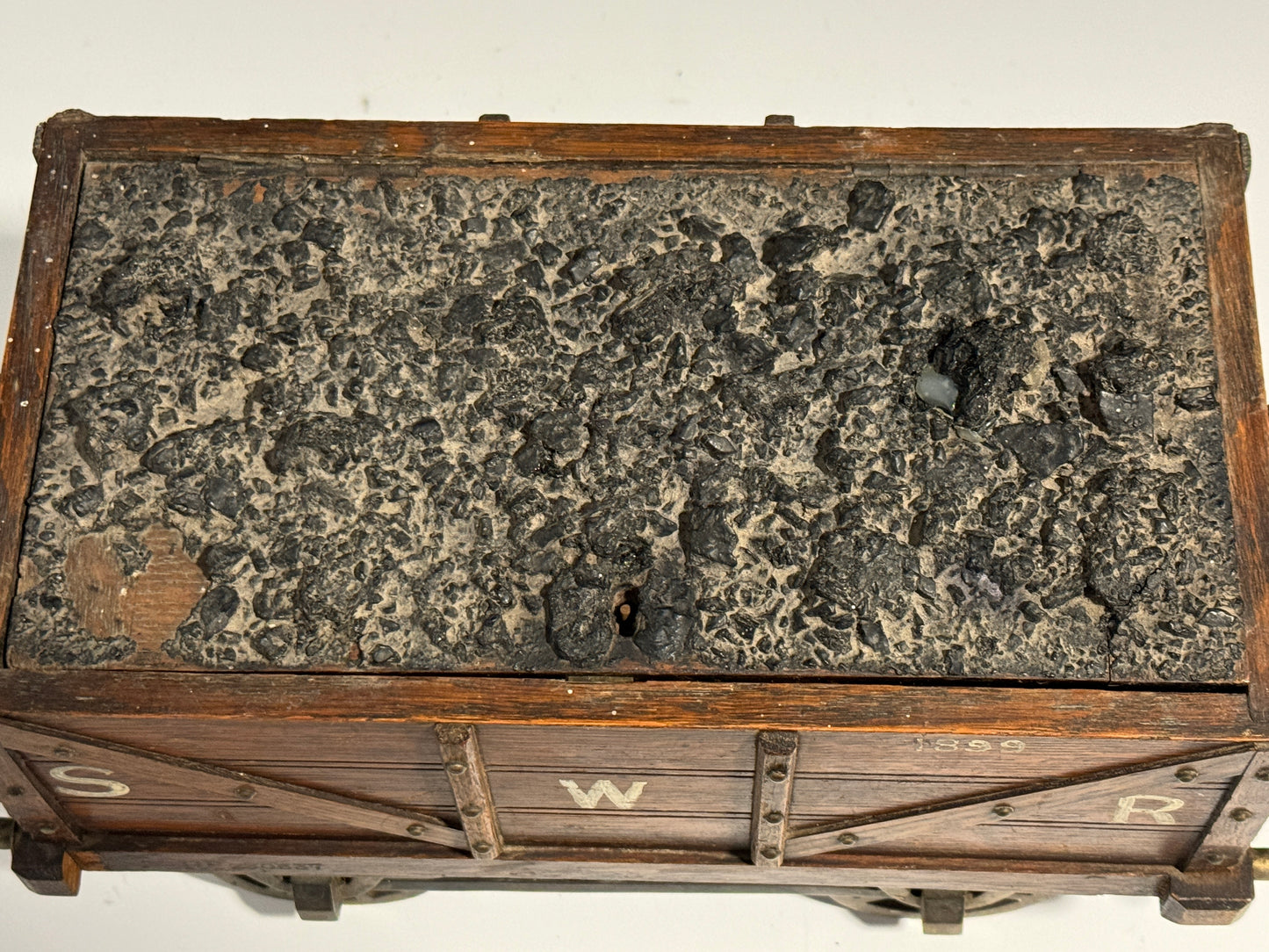 Rare Antique Oak Railway SWR Coal Wagon Cigar Humidor c1890