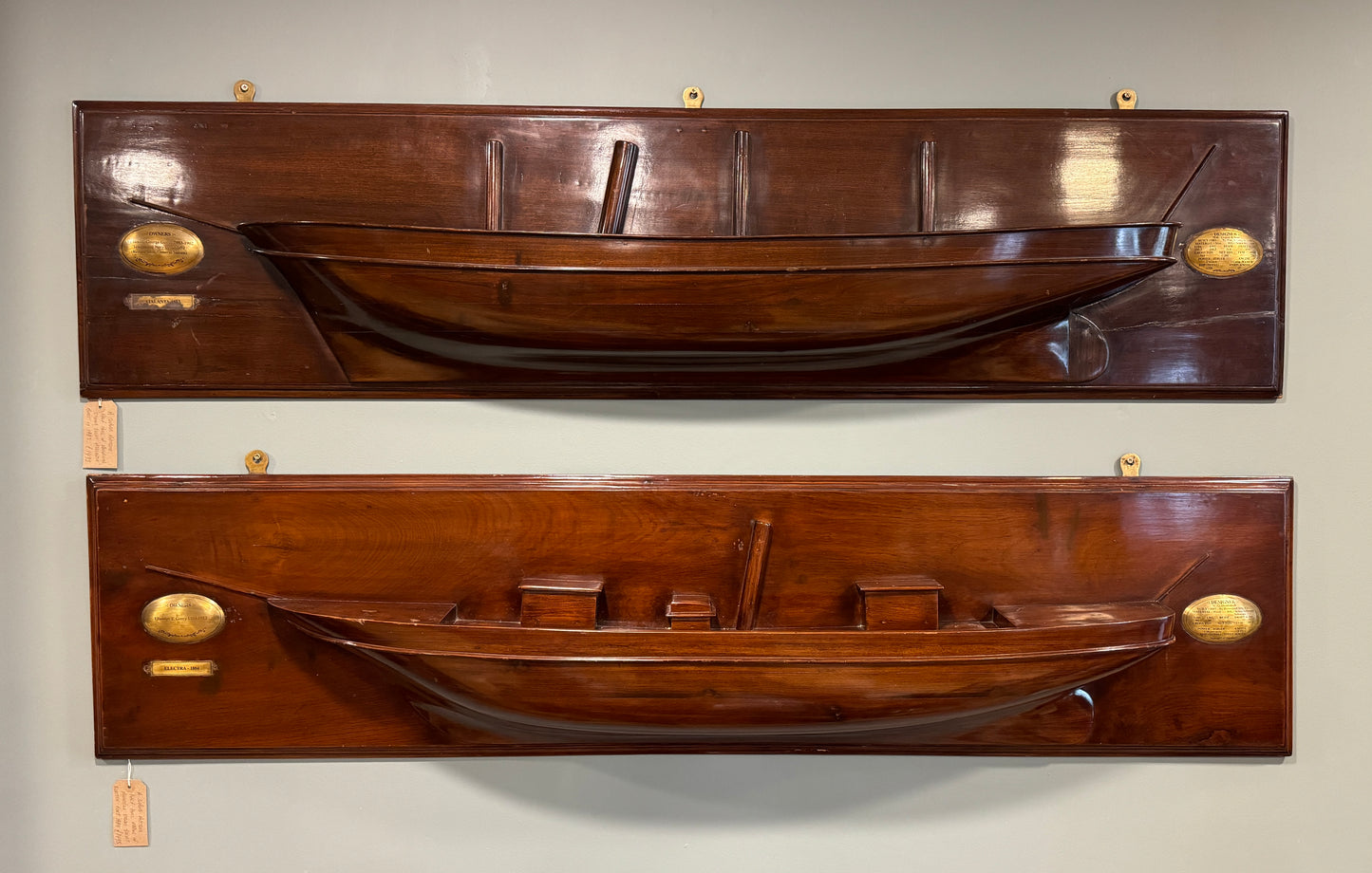 Large Antique Mahogany Half Ships Hull of American Steam Yachts