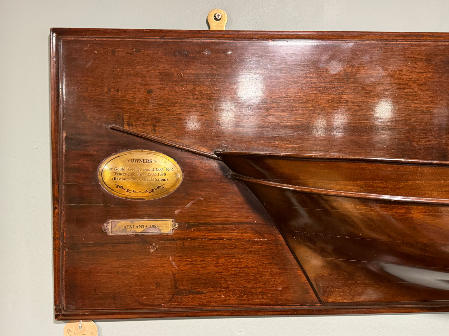 Large Antique Mahogany Half Ships Hull of American Steam Yachts