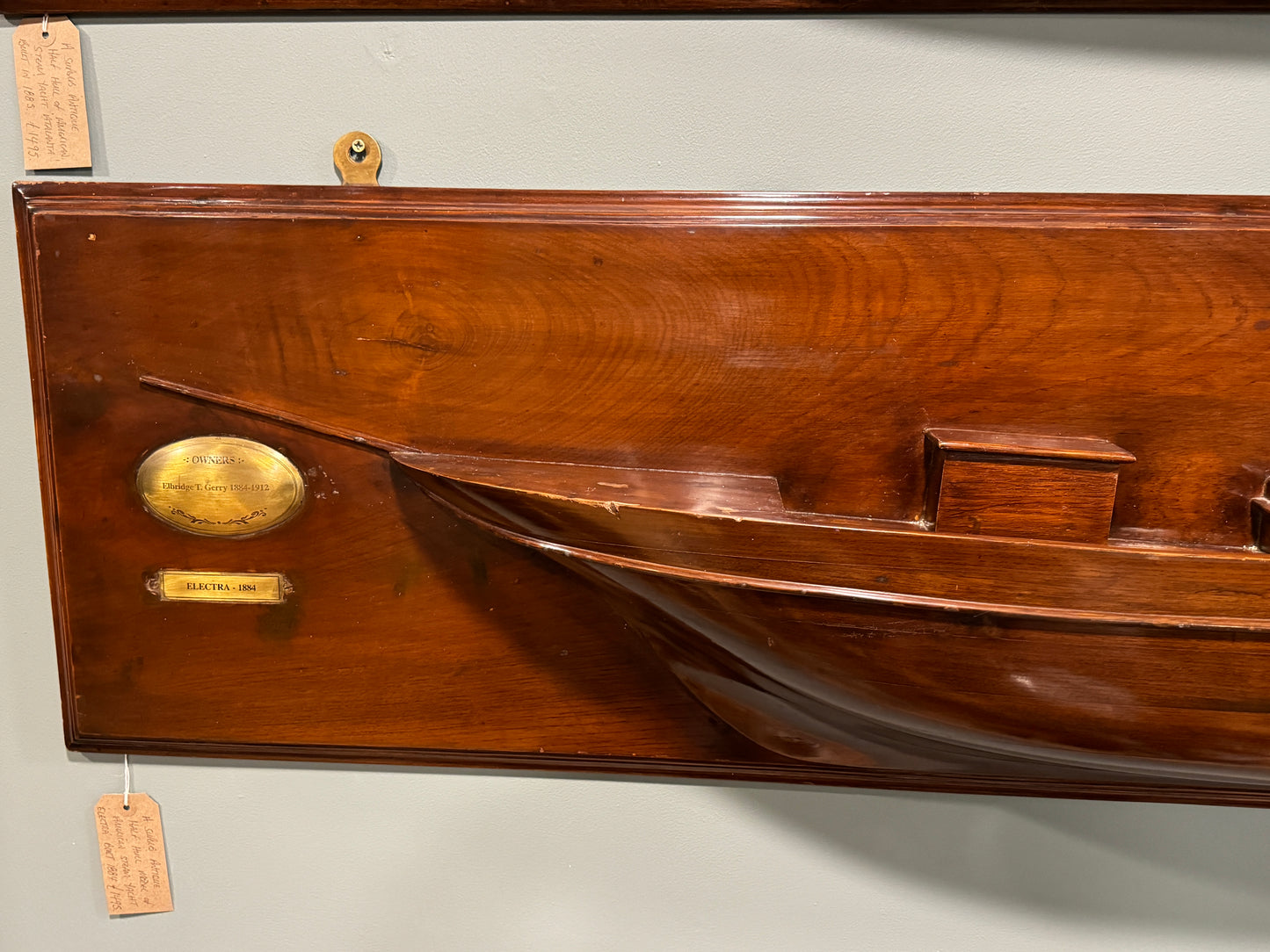 Large Antique Mahogany Half Ships Hull of American Steam Yachts