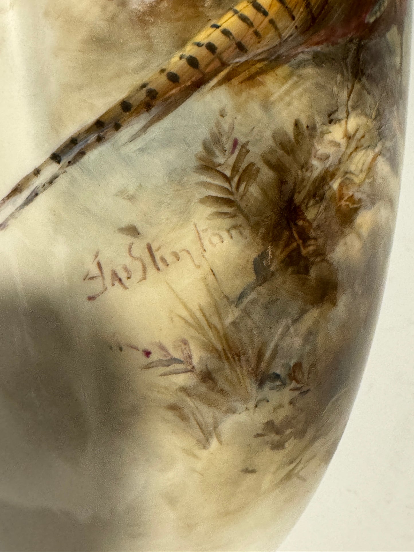 A Stunning Large Royal Worcester Vase Hand Painted Pheasants signed Stinton 1915