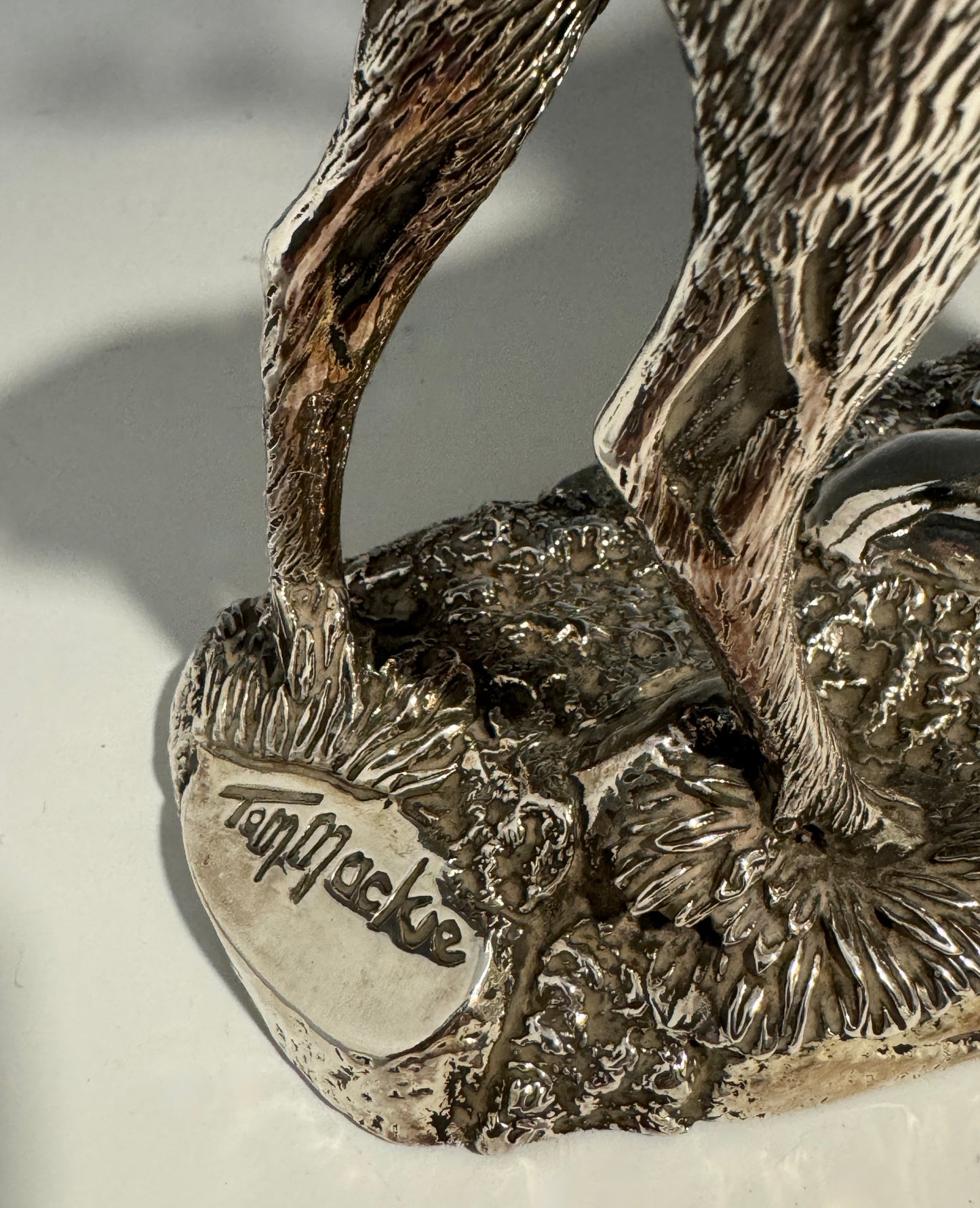 A Stunning Hallmarked Silver Figurine Model of a Stag Signed Tom Mackie