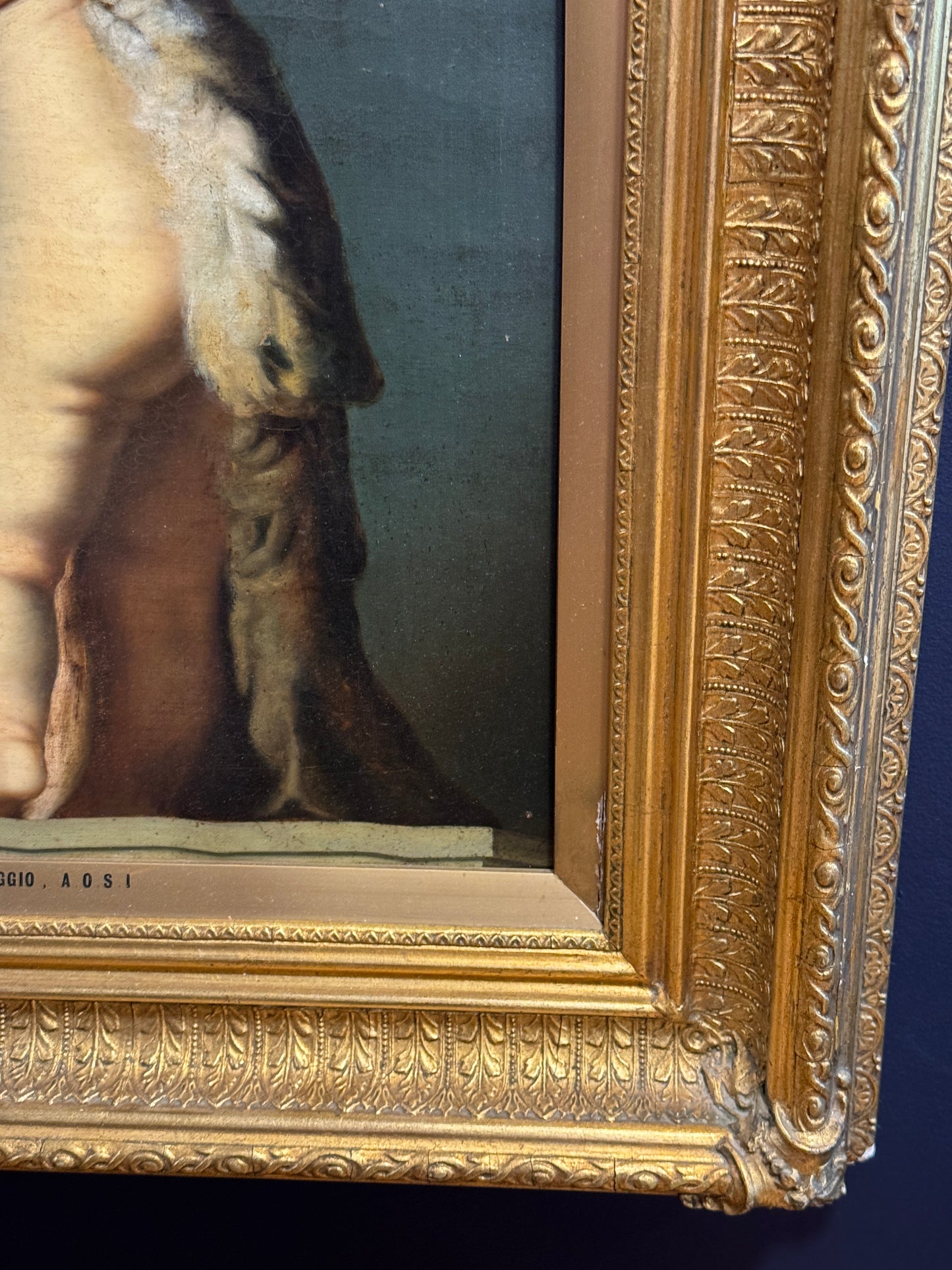 Antique 19th Century Oil Painting of Putti with Crucifix signed G Gaggio