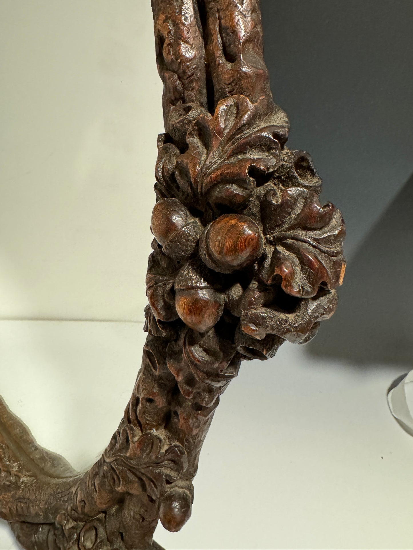 Unusual Antique Large Oak Carved Easel / Wall Mirror