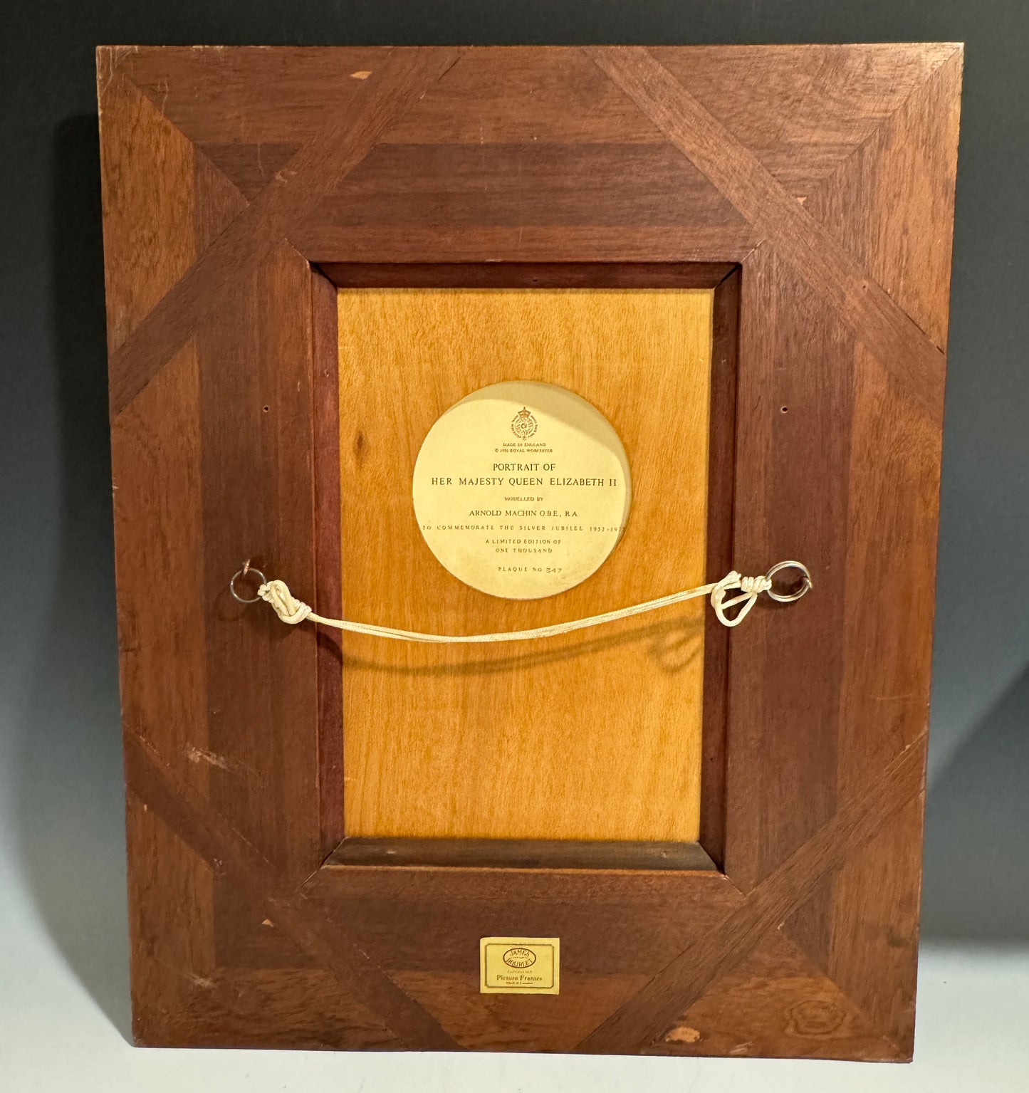 Royal Worcester Portrait Plaque Of Queen Elizabeth II modelled by Arnold Machin
