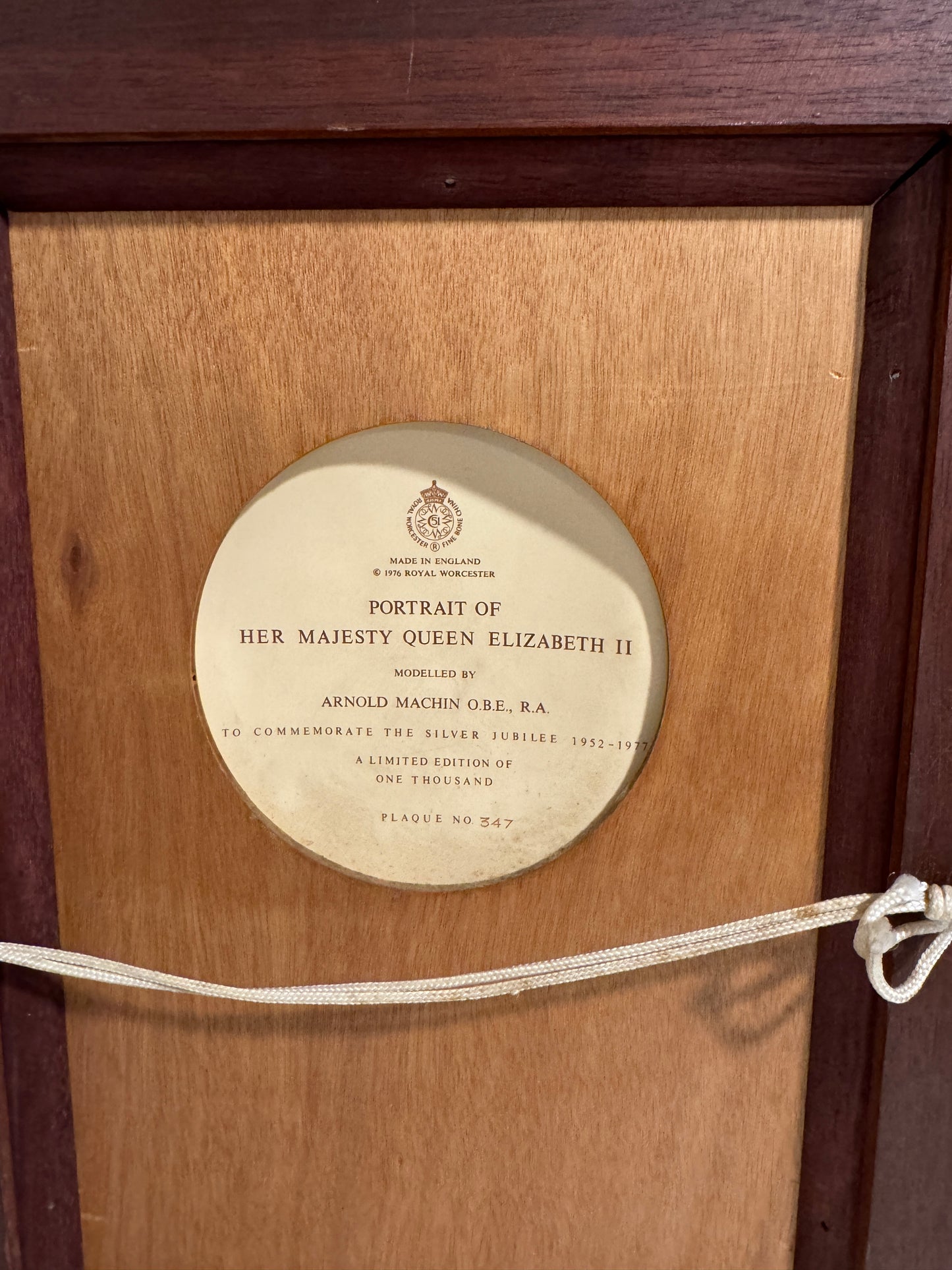 Royal Worcester Portrait Plaque Of Queen Elizabeth II modelled by Arnold Machin