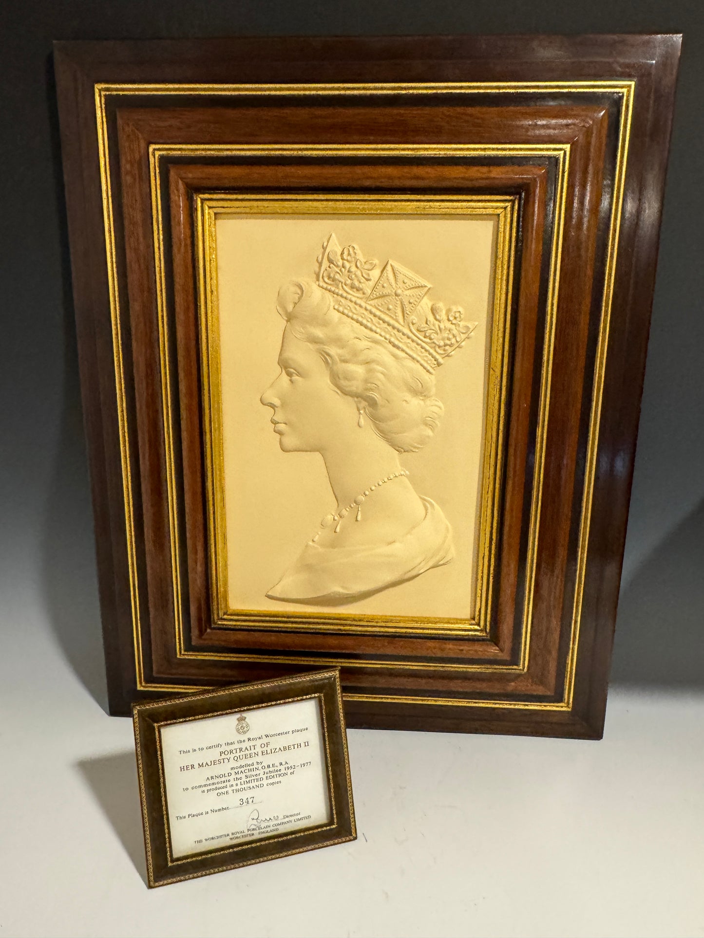 Royal Worcester Portrait Plaque Of Queen Elizabeth II modelled by Arnold Machin