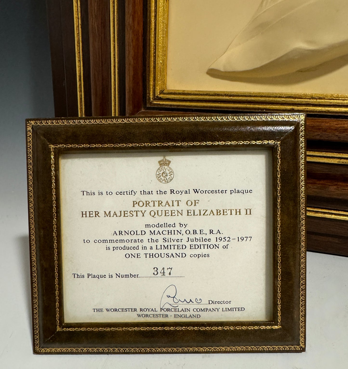 Royal Worcester Portrait Plaque Of Queen Elizabeth II modelled by Arnold Machin