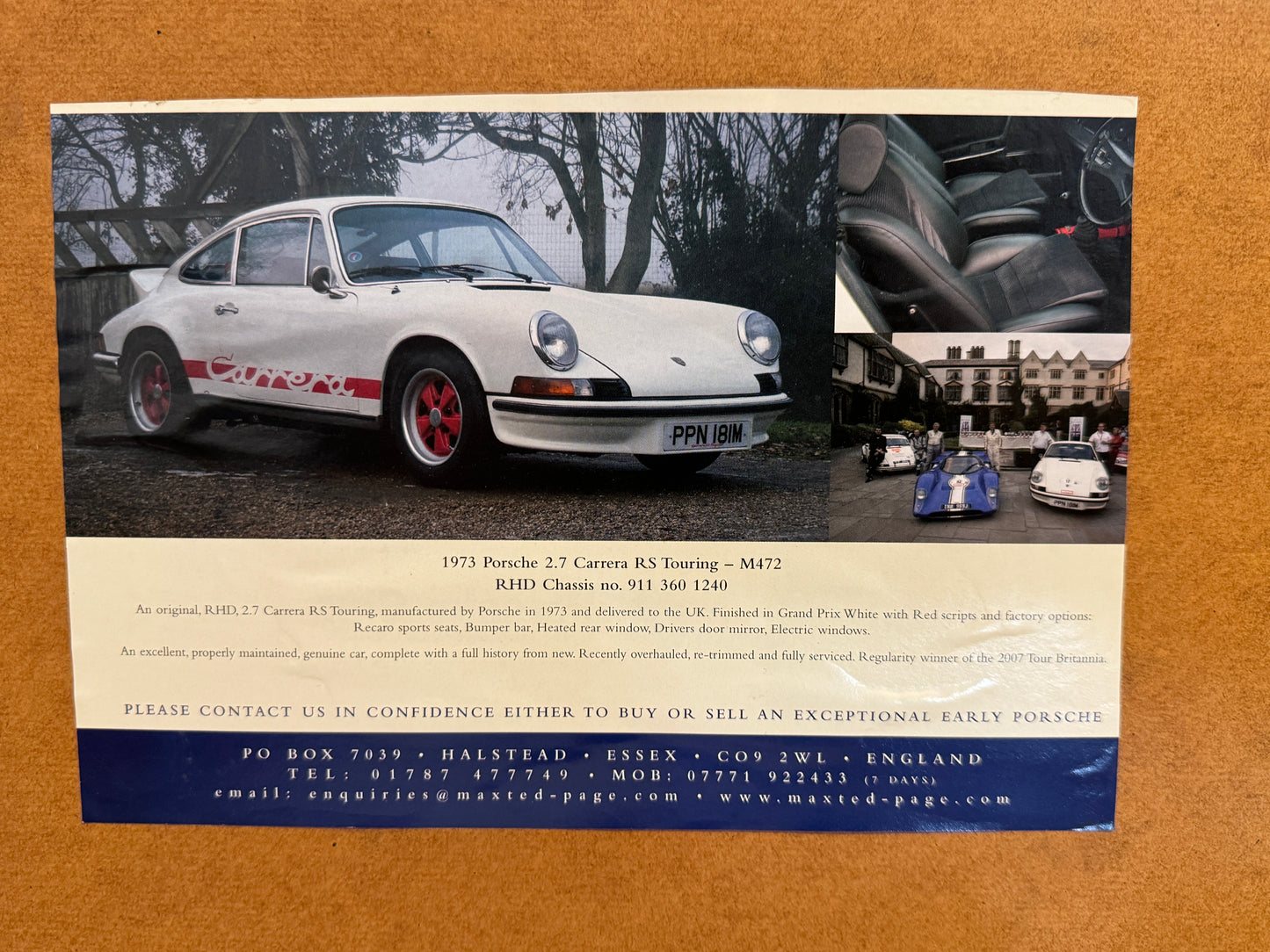 Original Painting 1973 Porsche 911 Carrera RS Touring signed Goode PPN181M