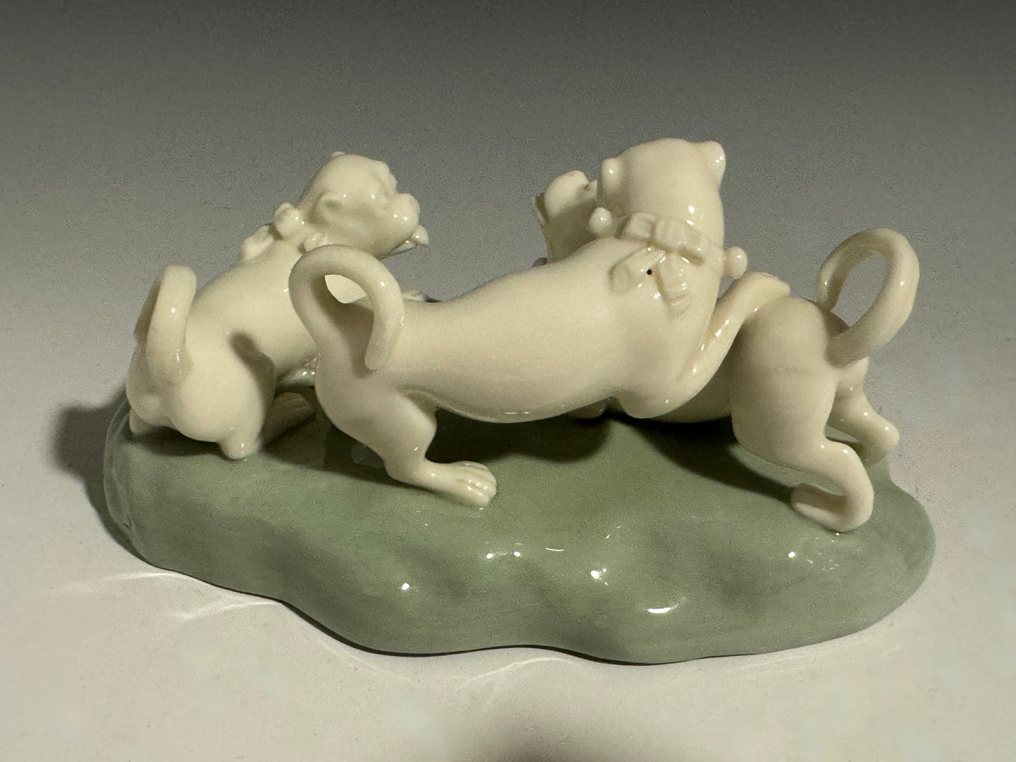 Very Rare 19th Century Royal Worcester Figurine of Pug Dogs Playing c1880