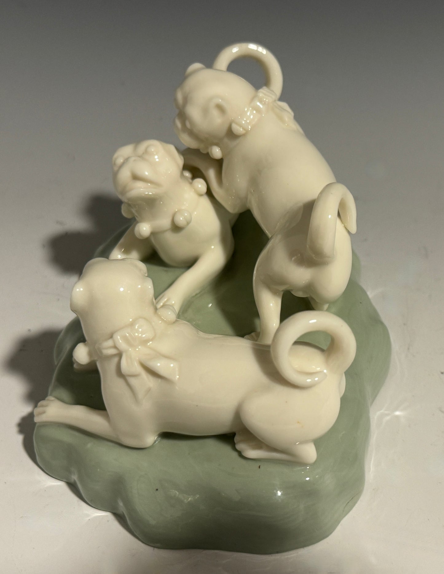 Very Rare 19th Century Royal Worcester Figurine of Pug Dogs Playing c1880
