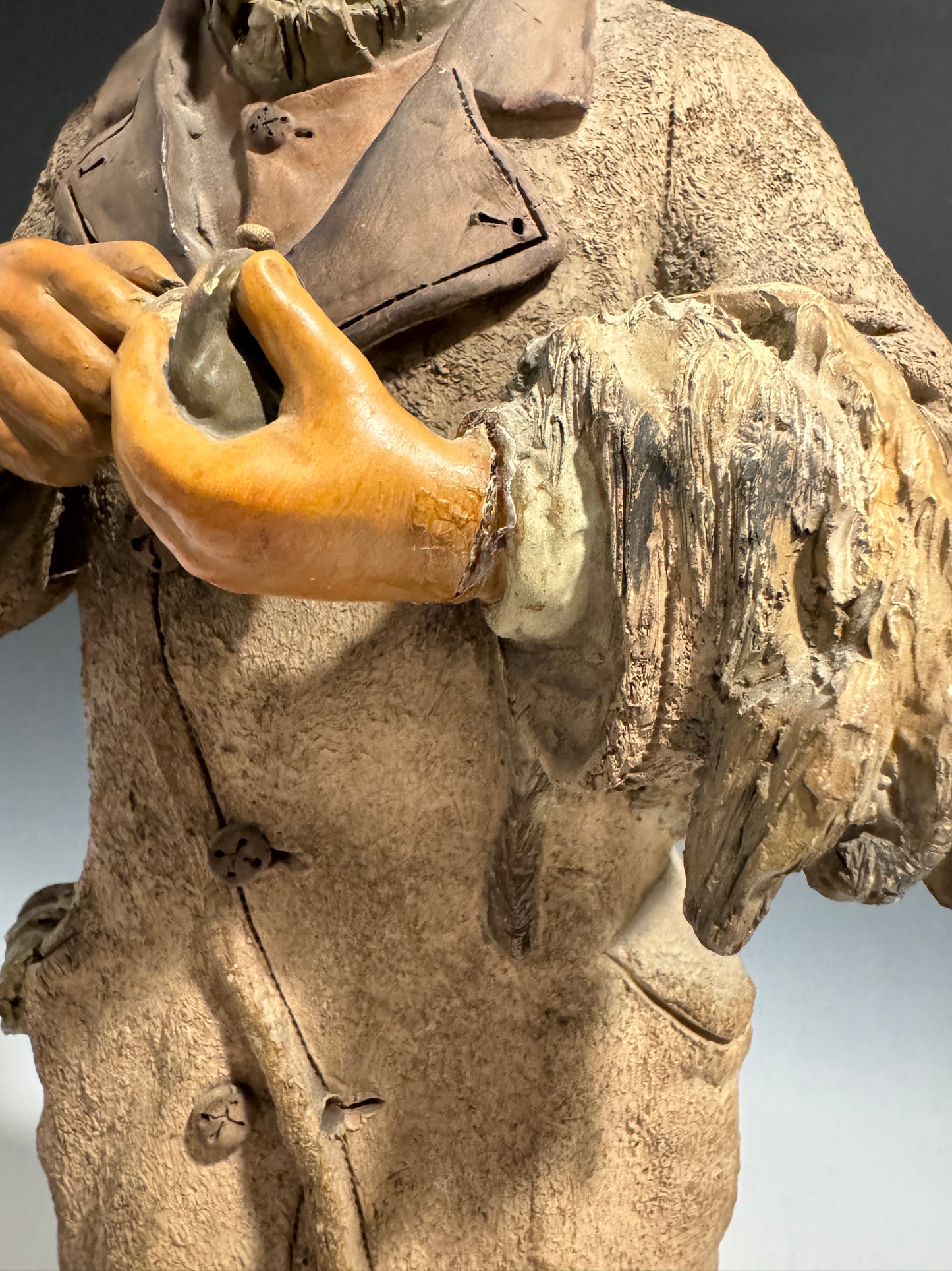 Very Rare Pair of Painted Terracotta / Pottery Figures Jewish Fur Traders c1900