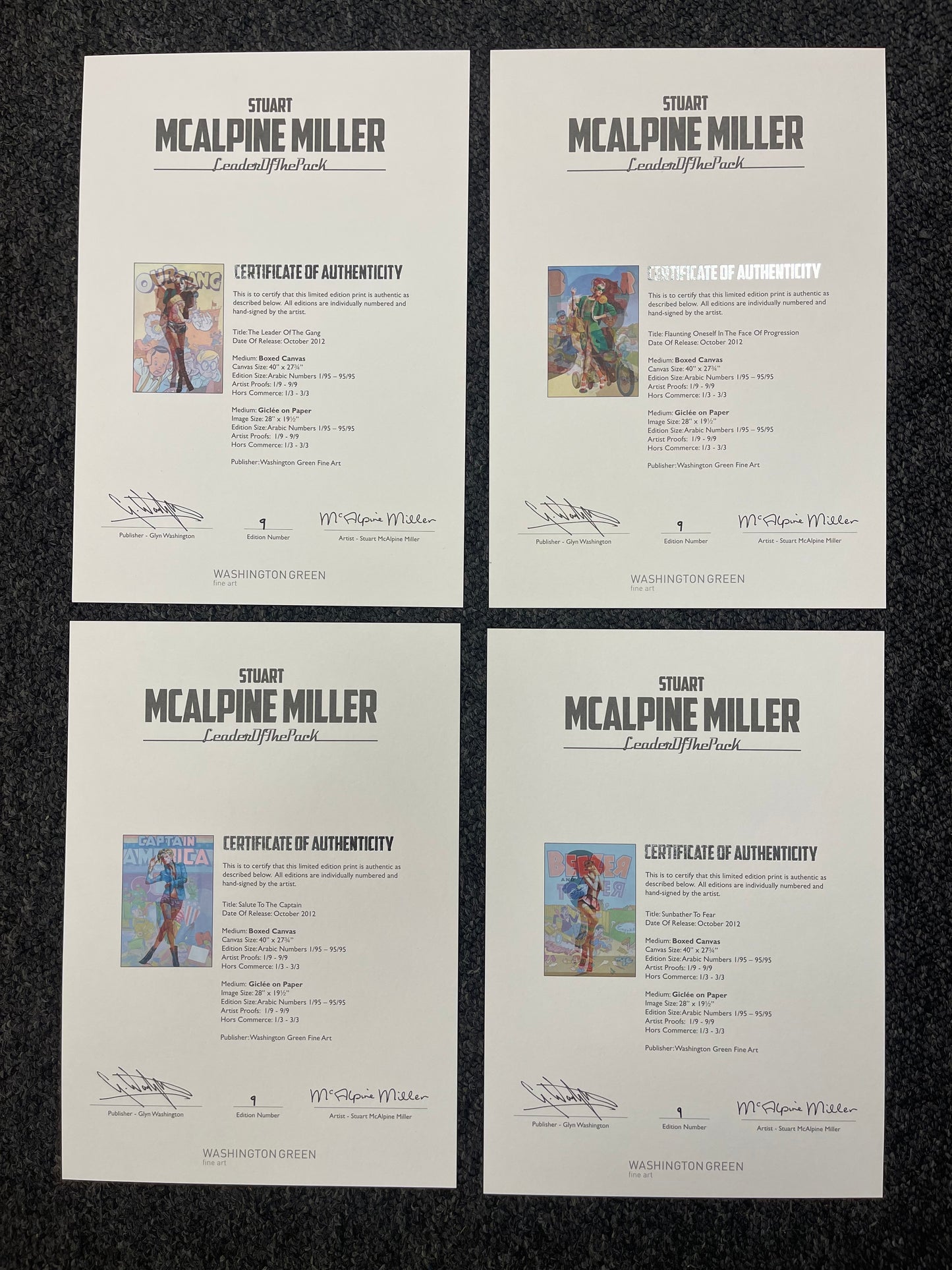 Stuart McAlpine Miller Leader of the Pack Limited Edition set of 4 Signed Prints