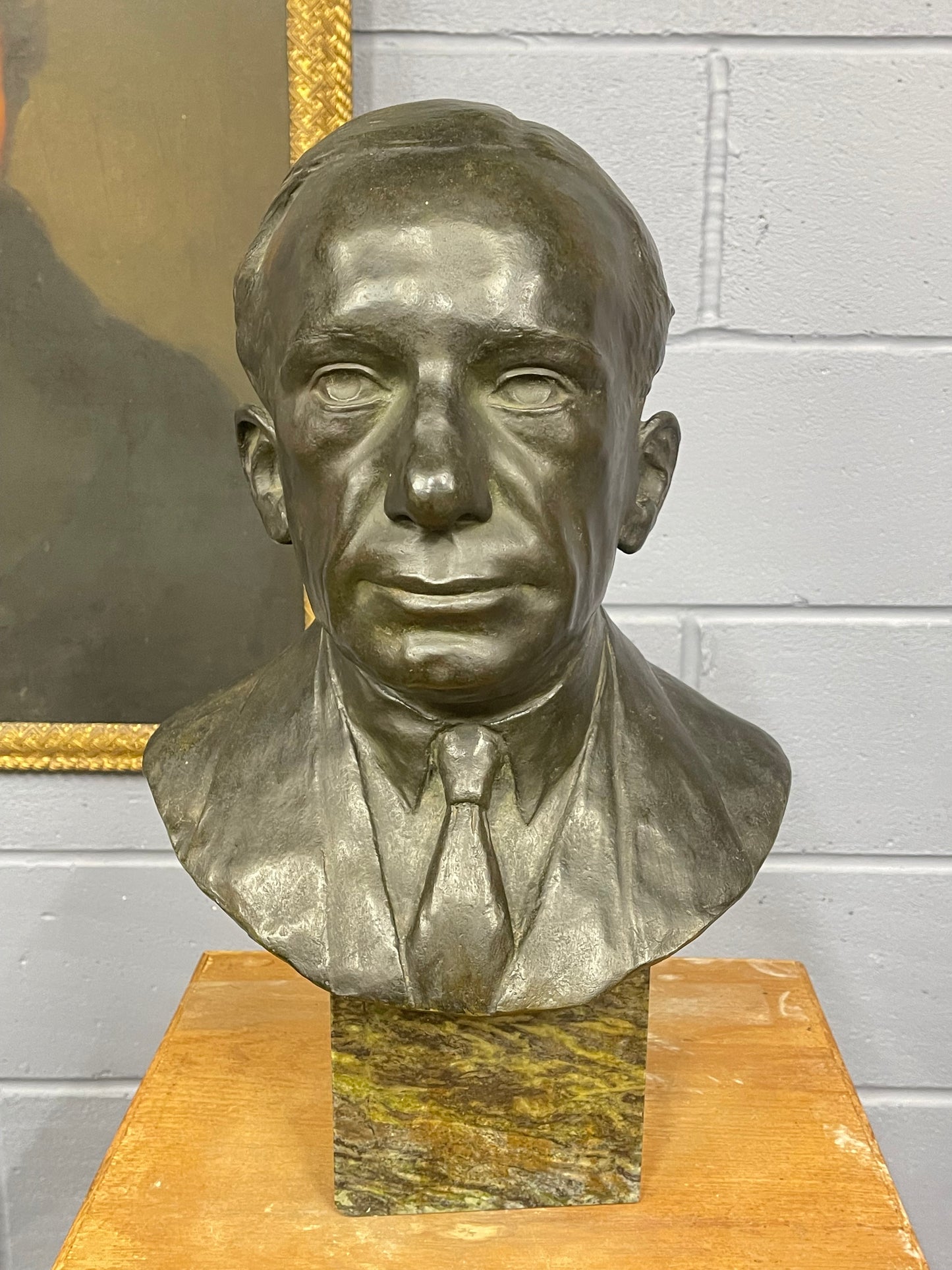Antique Deco Full Size Bronze Bust of a Gentleman Signed Dated 1931
