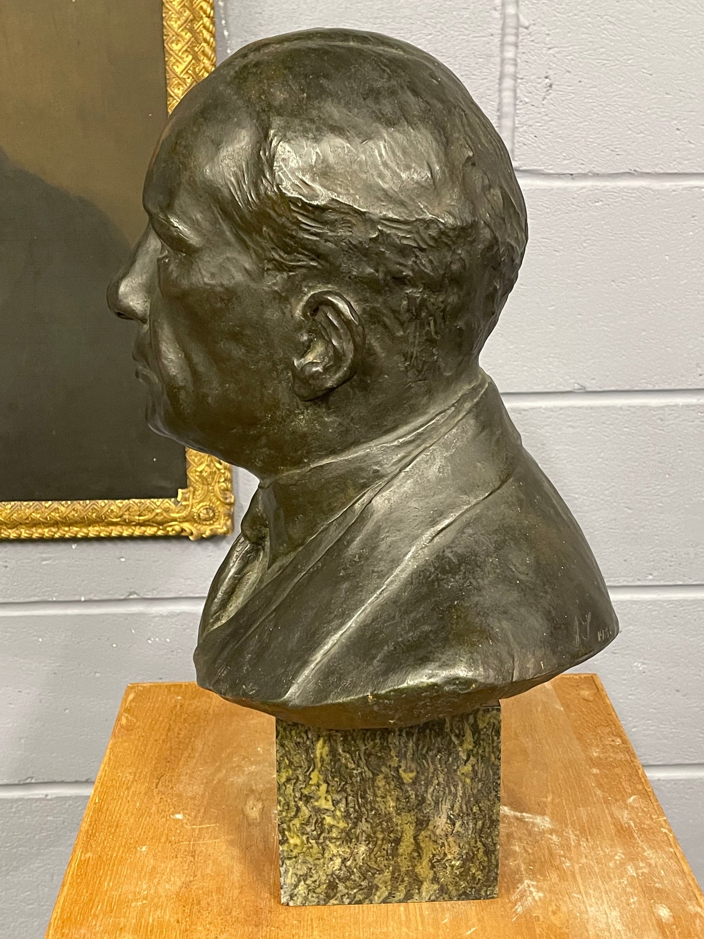 Antique Deco Full Size Bronze Bust of a Gentleman Signed Dated 1931