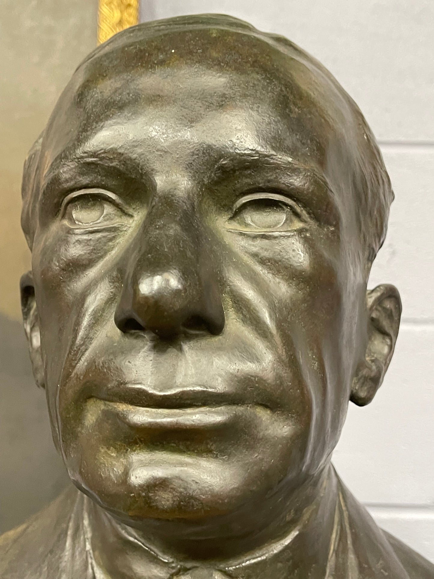 Antique Deco Full Size Bronze Bust of a Gentleman Signed Dated 1931