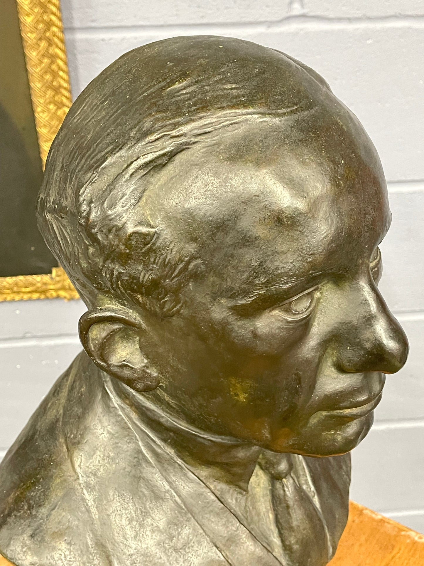 Antique Deco Full Size Bronze Bust of a Gentleman Signed Dated 1931