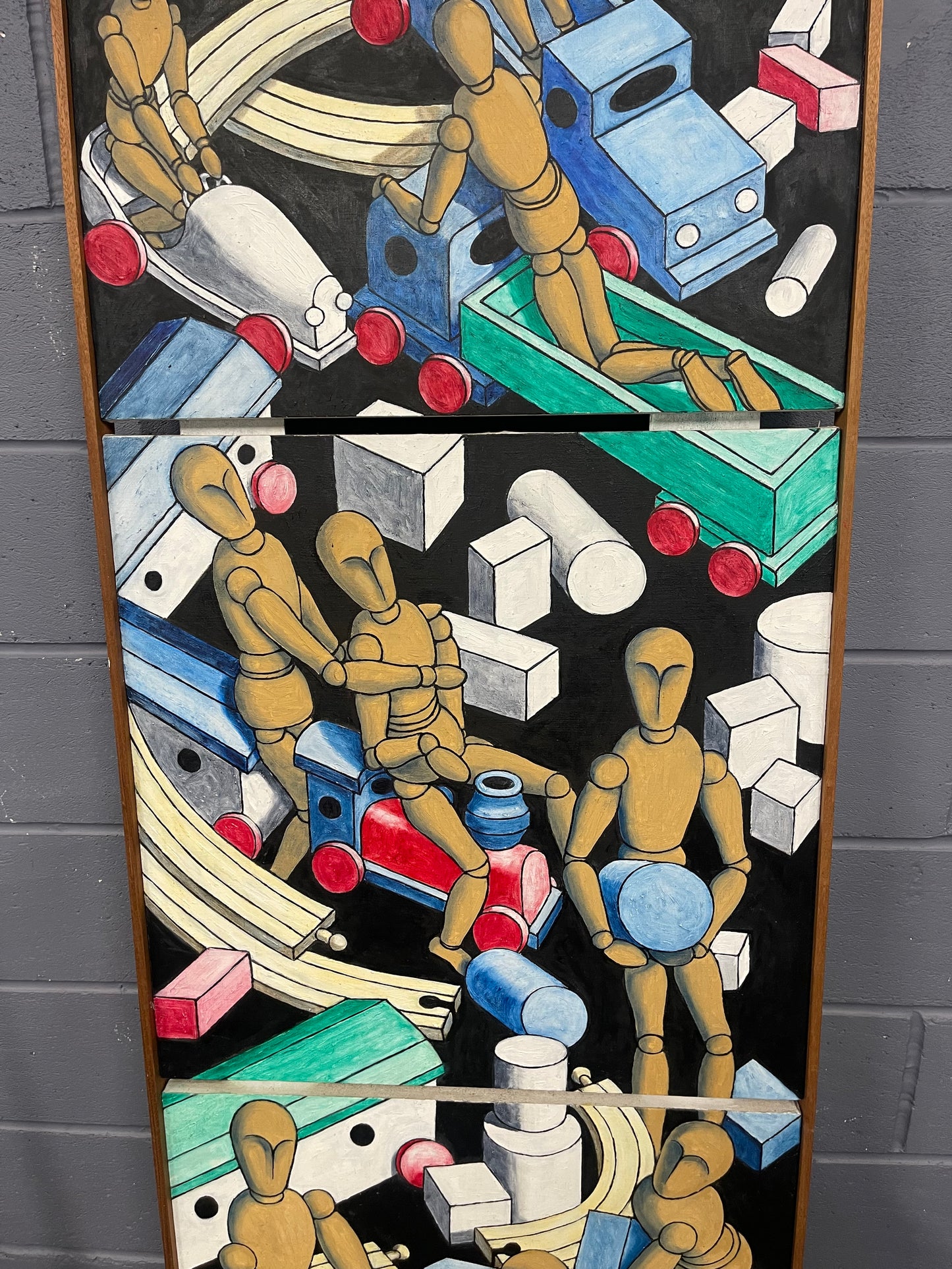 Large Triptych Original Oil Painting Lay Figures Derek Carruthers 1935-2021