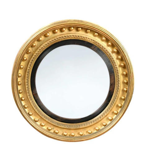 Large Regency Giltwood Convex Mirror