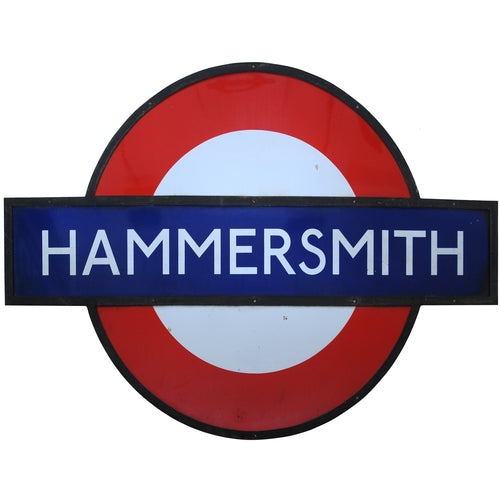 Huge Railway / Underground London Transport Enamel Sign Hammersmith