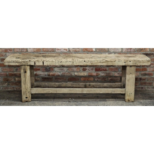 Fabulous Large Antique Rustic Oak Country Workbench / Kitchen Island / Side Table
