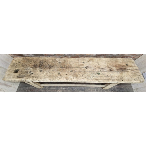 Fabulous Large Antique Rustic Oak Country Workbench / Kitchen Island / Side Table