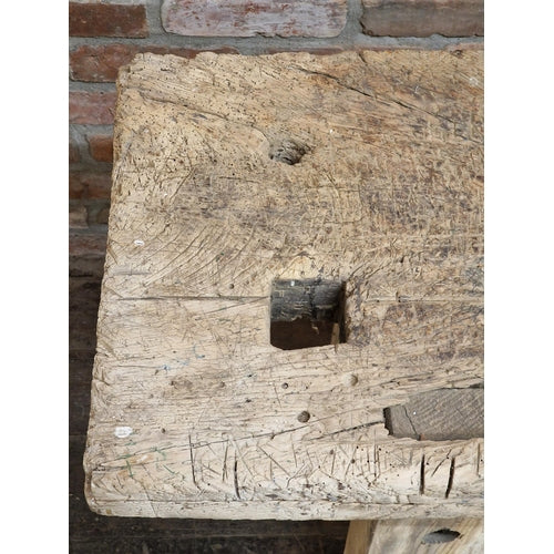 Fabulous Large Antique Rustic Oak Country Workbench / Kitchen Island / Side Table