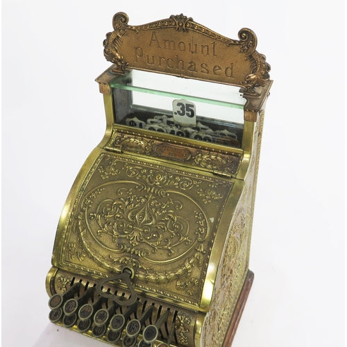 An Antique Brass National Cash Register