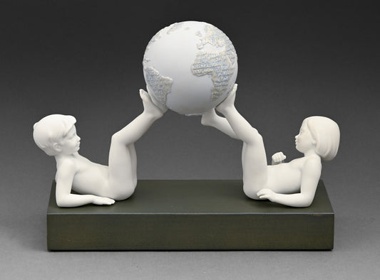 Lladro 'Fraternitas' Figurine of Children Holding the World in their Feet.