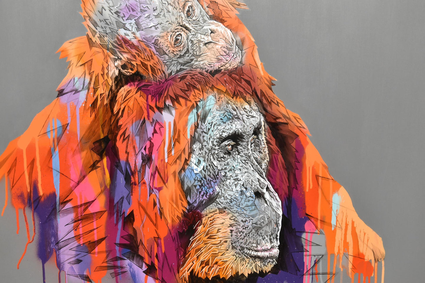 STEPHEN FORD Original Signed Oil on Board 'TWO OF US' Orangutan and Baby
