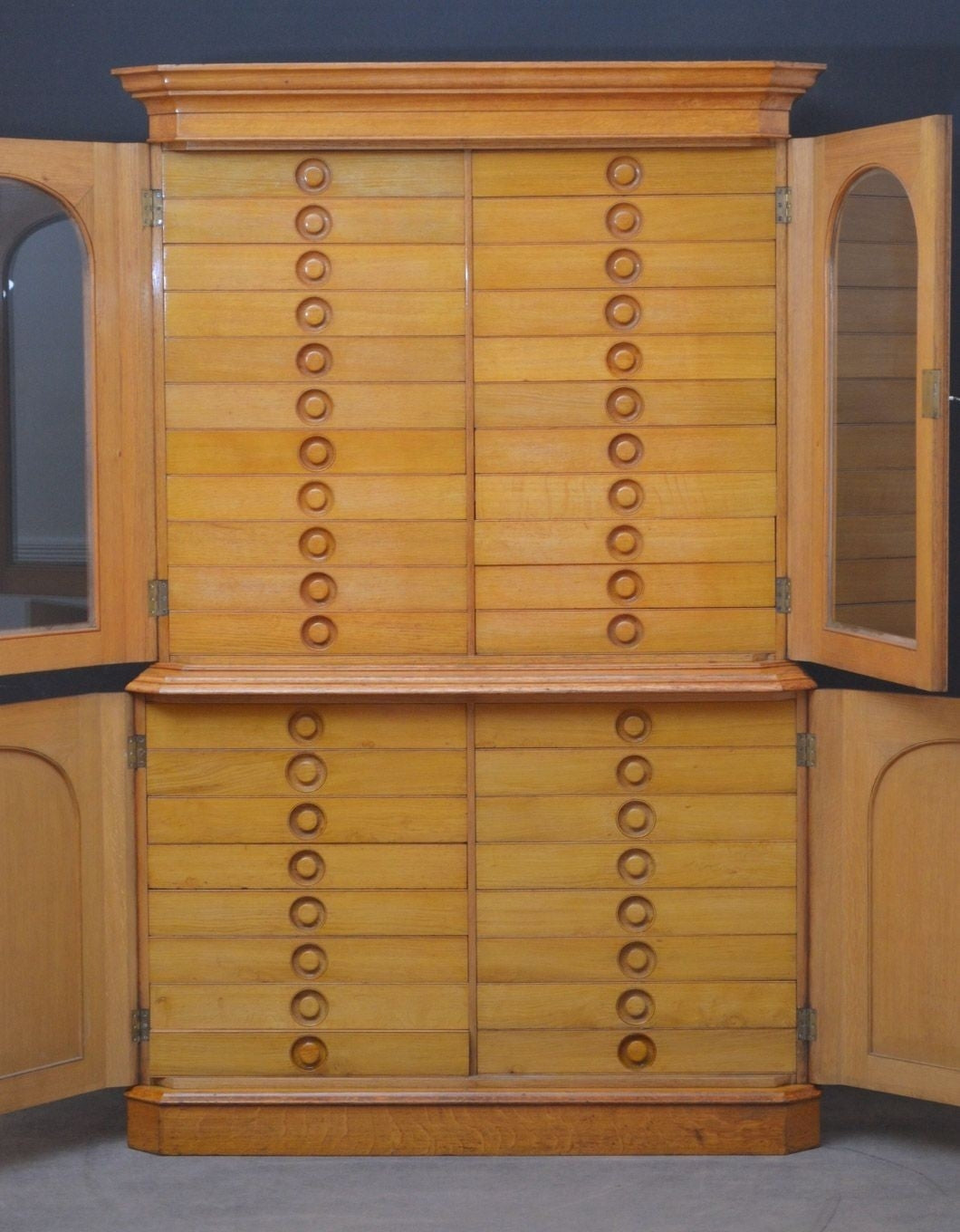 Unique Victorian Reformed Gothic Specimen Cabinet in Oak c1860